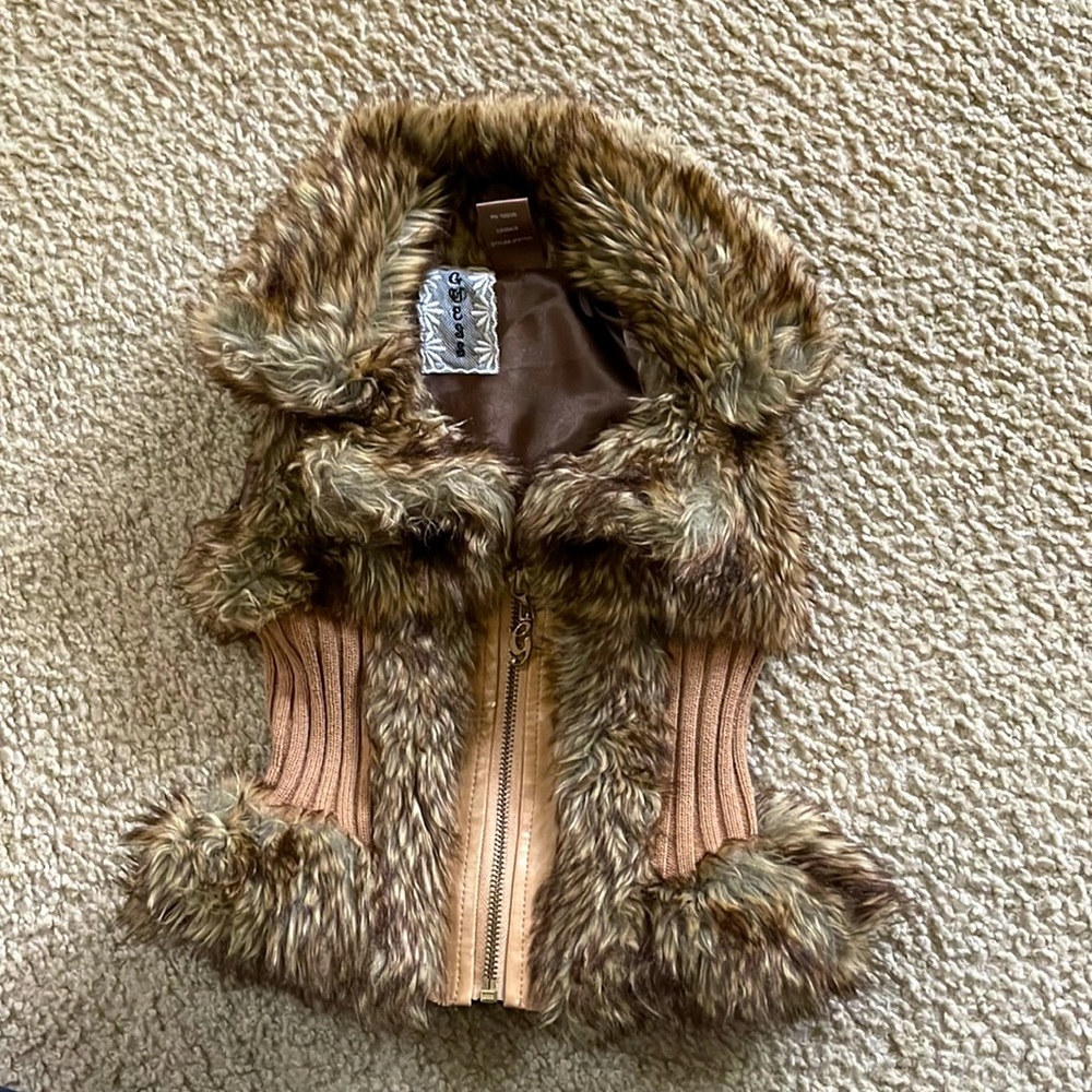 Guess Toddler Girls Brown Faux Fur Vests Size 4T
